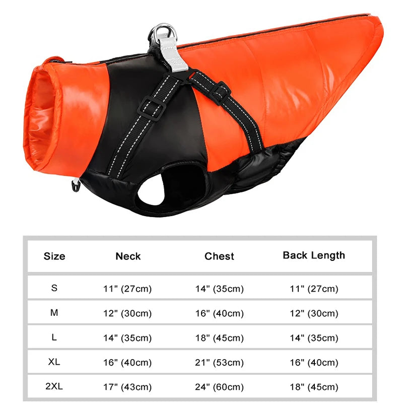Warm Waterproof Dog Vest with Built-In Harness – Reflective Winter Jacket for Small & Medium Dogs