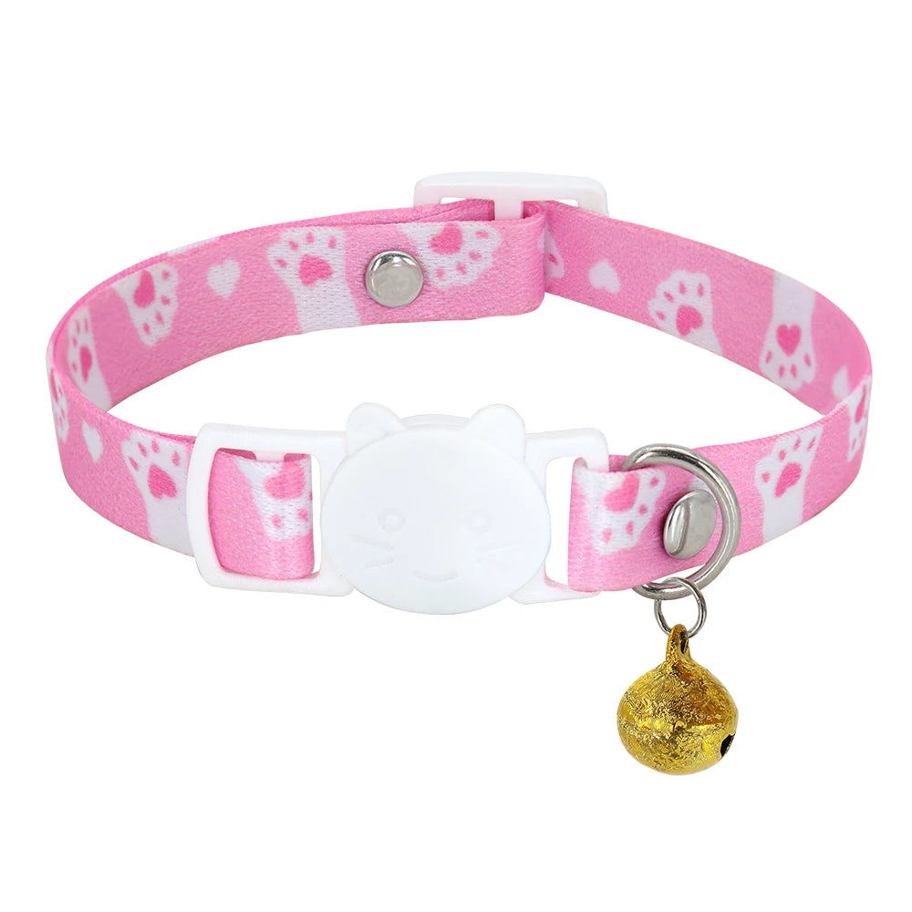 Cute Fruit Print Cat Collar with Bell – Adjustable Quick Release Safety Collar for Cats & Kittens