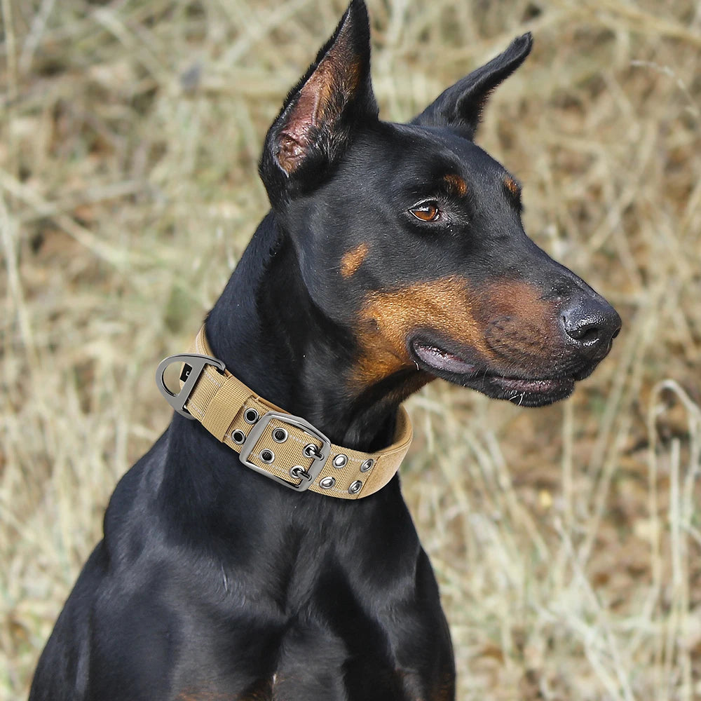 Tactical Military Dog Collar – Adjustable Nylon Training Collar with Handle for Medium & Large Dogs