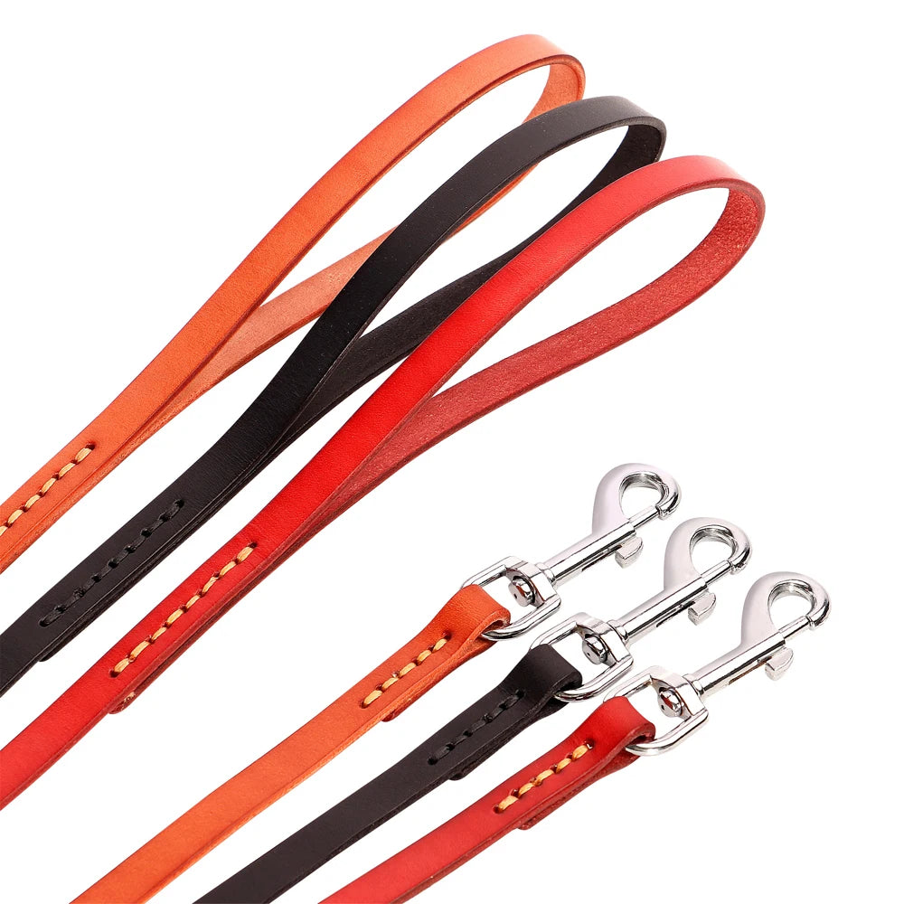 Genuine Leather Dog Collar & Leash Set – Adjustable for Small, Medium & Large Dogs and Cats (XS–XL)