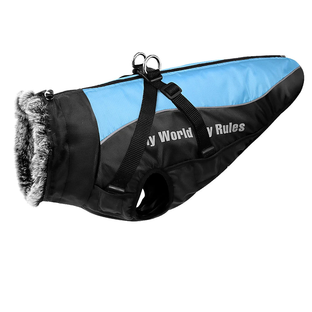 Warm Waterproof Dog Coat with Built-In Harness – Winter Jacket for Medium & Large Breeds