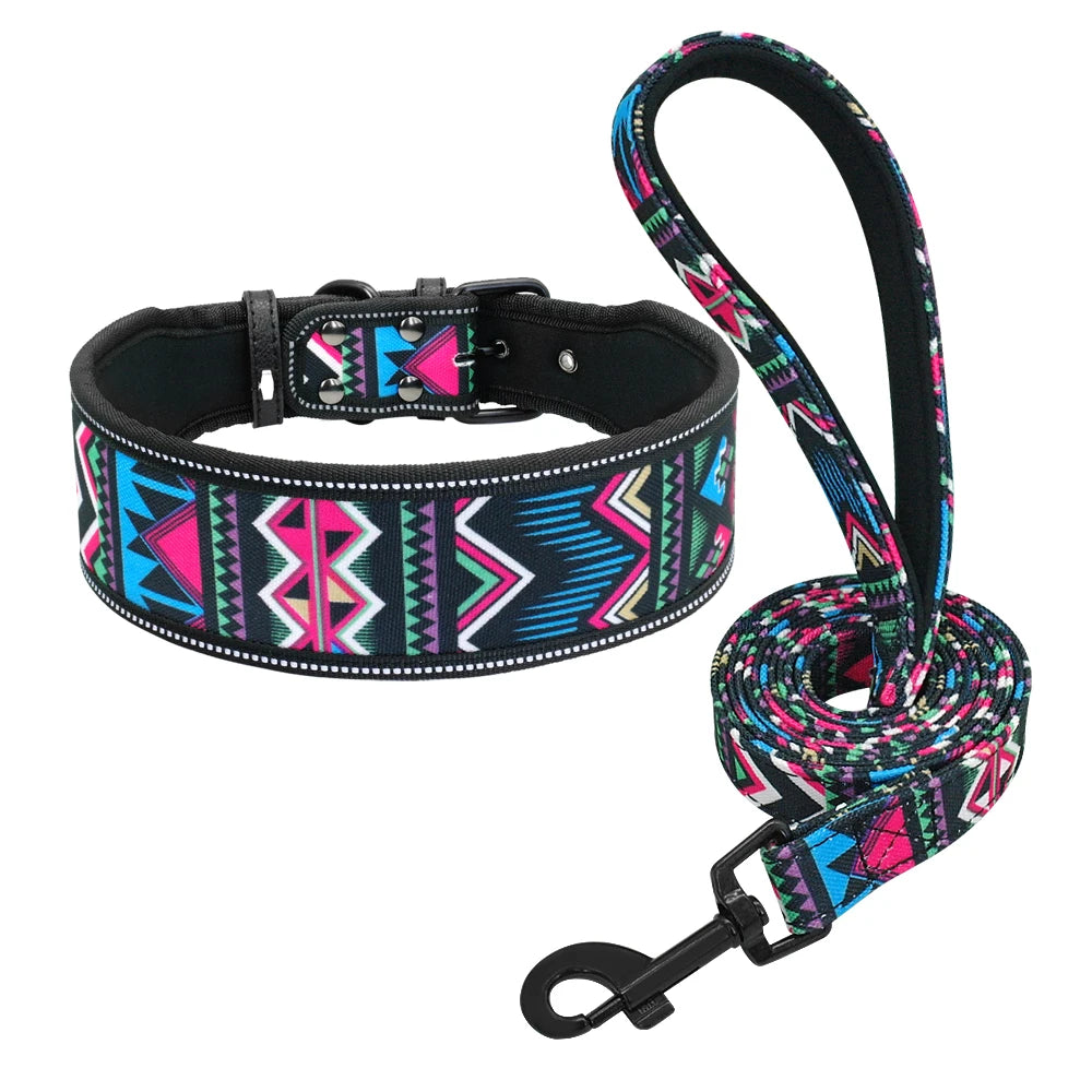 Reflective Padded Dog Collar & Leash Set – Fashionable, Adjustable, Comfortable