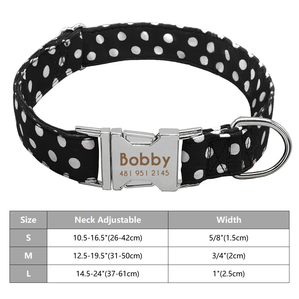 Adjustable Personalized Dog Collar – Custom Engraved Nylon Pet ID Collar | For Small, Medium & Large Dogs