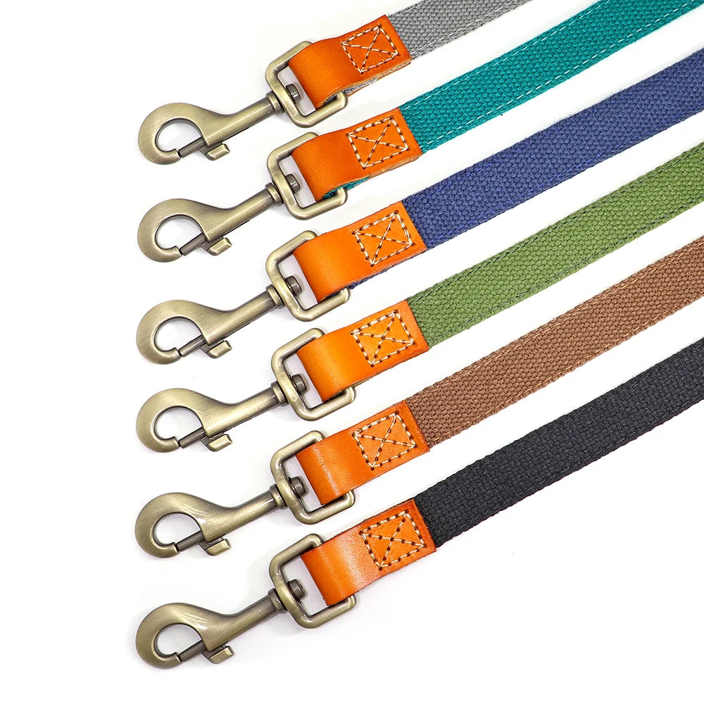 150cm Dog Walking Leash – Durable Nylon Lead Rope with PU Leather Handle
