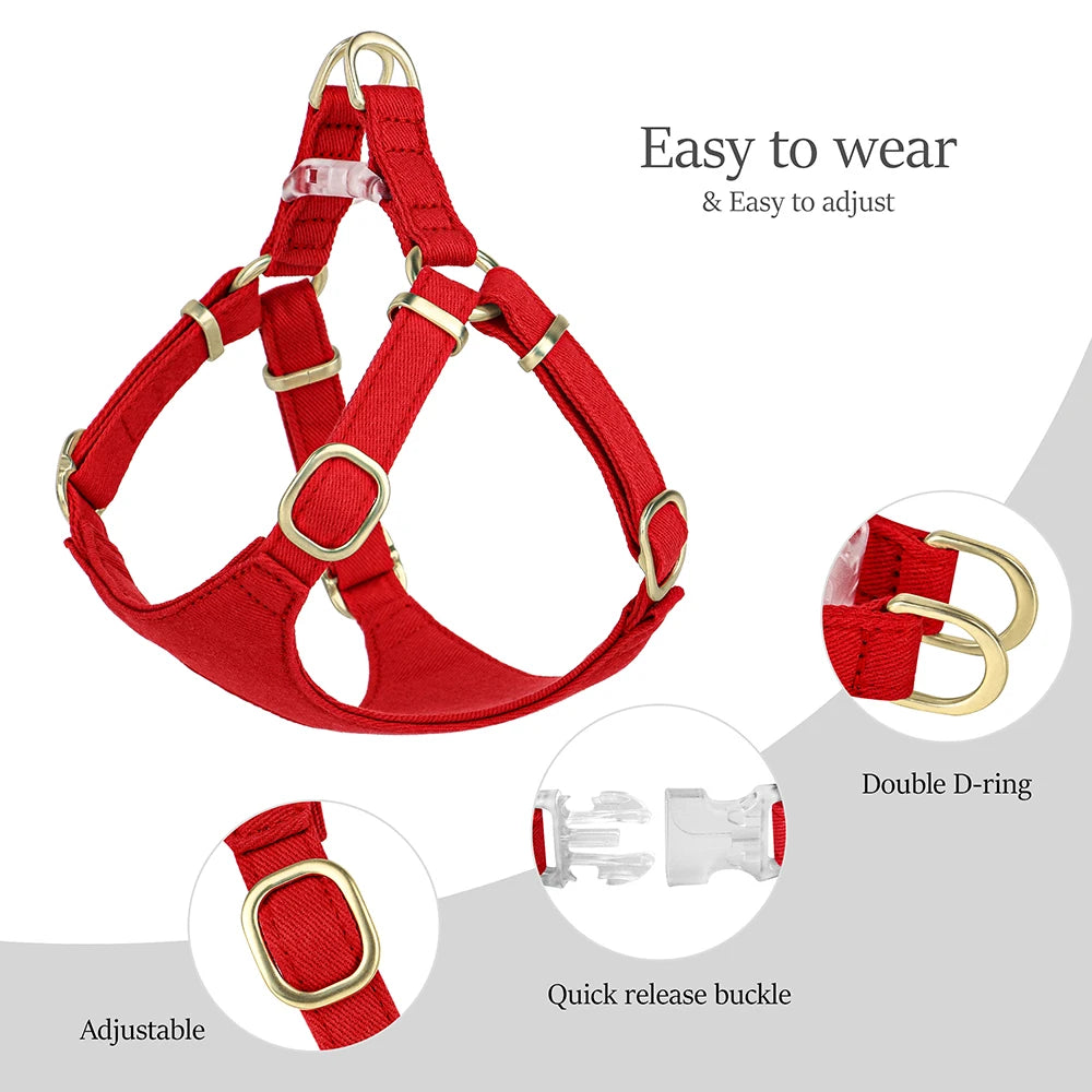 Small Dog Harness & Leash Set – Adjustable Pet Vest with Bowknot Collar for Small & Medium Dogs
