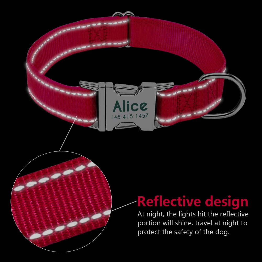 Adjustable Personalized Dog Collar – Custom Engraved Nylon Pet ID Collar | For Small, Medium & Large Dogs