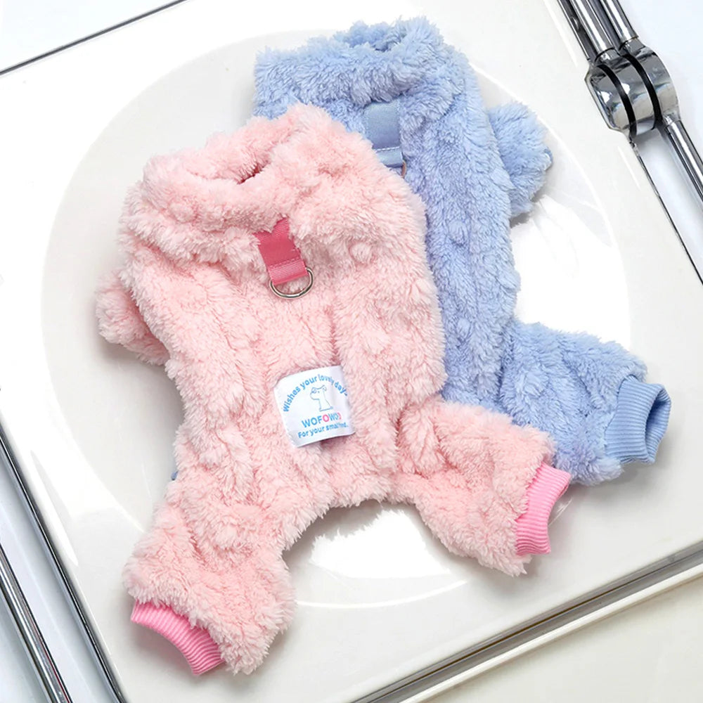 Soft Fleece Dog Jumpsuit – Warm Winter Outfit for Small Dogs & Cats
