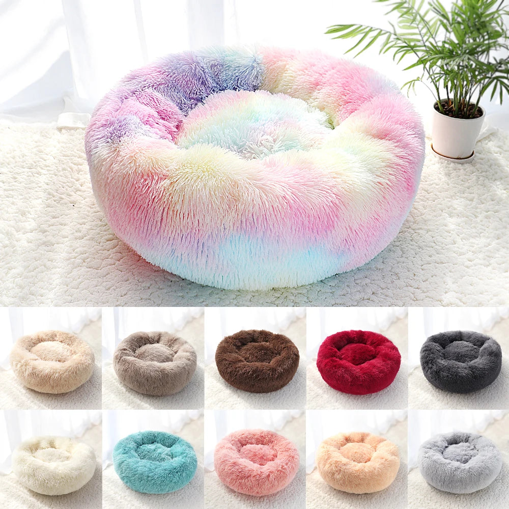 Pet Dog Bed – Warm Fleece Round Plush Sofa Cushion for Dogs & Cats