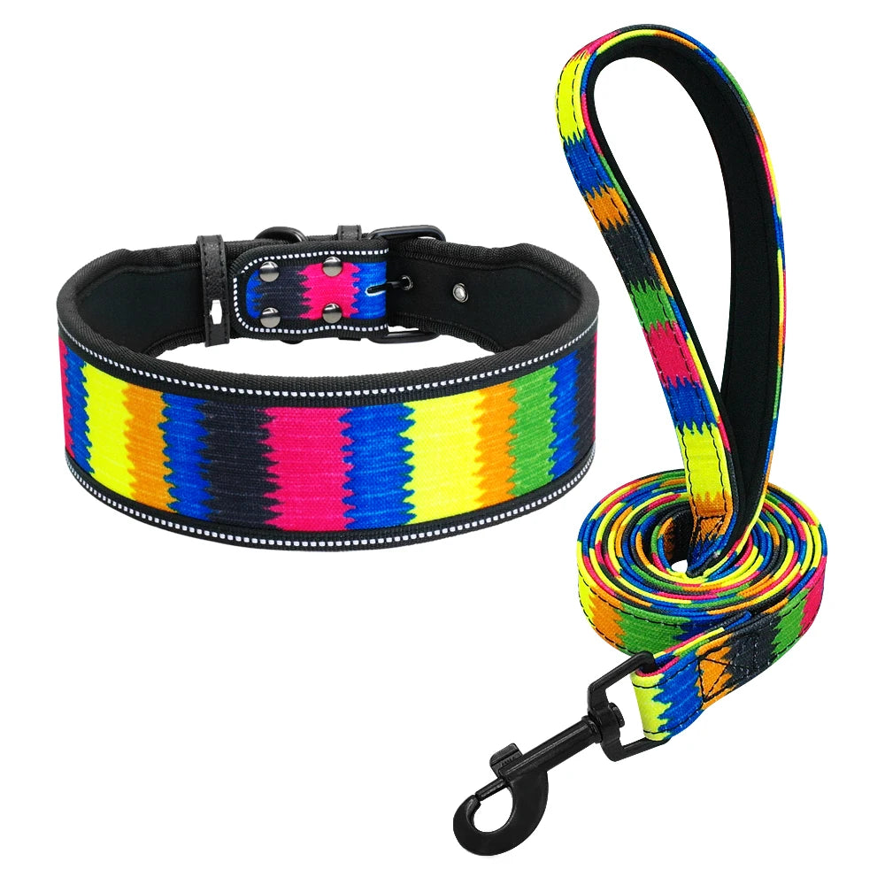 Reflective Padded Dog Collar & Leash Set – Fashionable, Adjustable, Comfortable