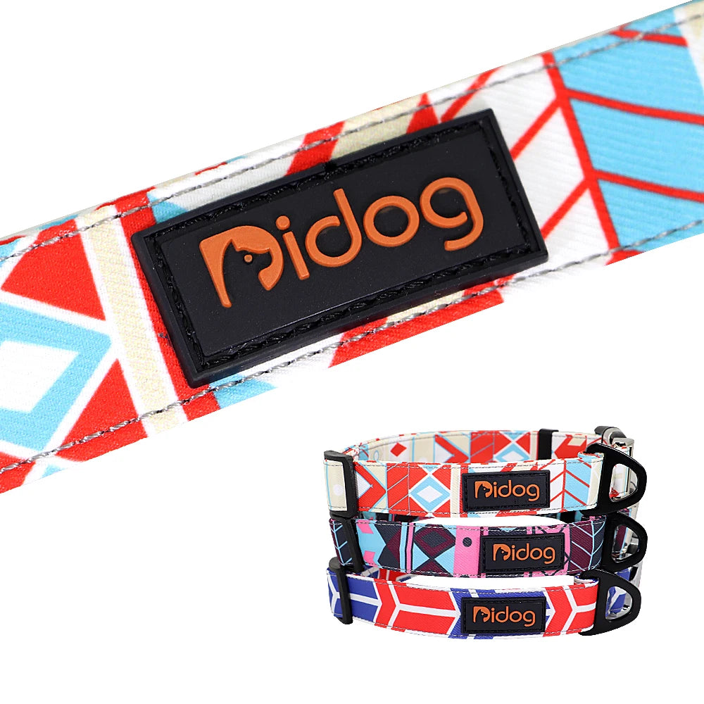 Personalized Nylon Dog Collar with Engraved Nameplate – Custom ID Tag for Small, Medium & Large Dogs