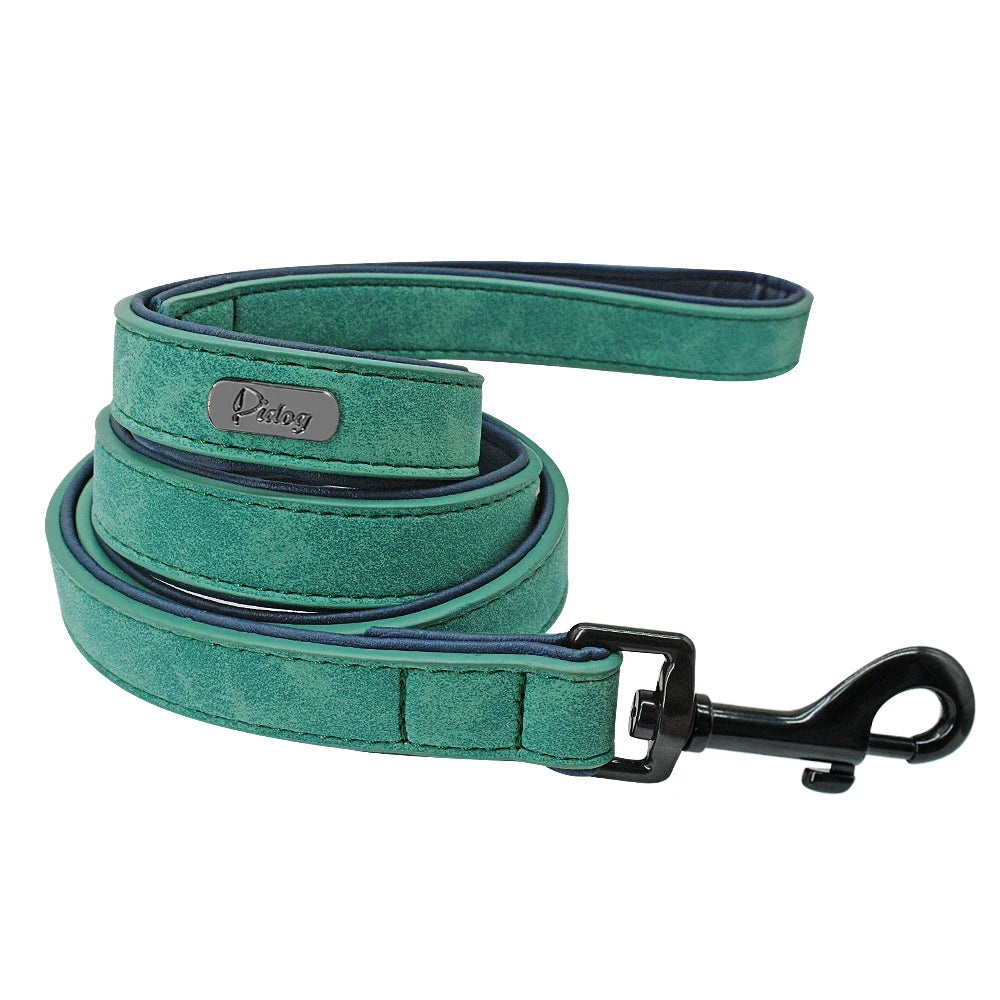 Leather Dog Leash with Padded Handle – Durable Walking & Training Lead for Small Medium Large Dogs