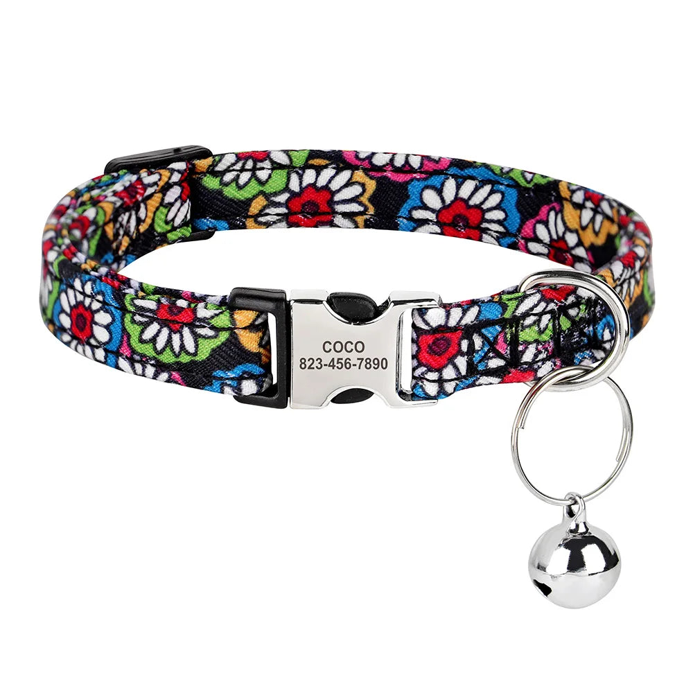 Custom Cat Collar – Personalized ID Collar for Cats &amp; Small Dogs (Free Bell Gift!)