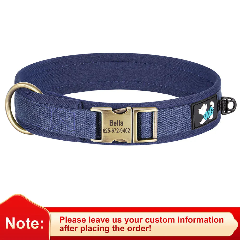 Personalized Nylon Dog Collar – Adjustable Soft Padded Pet ID Collar for Small, Medium & Large Dogs