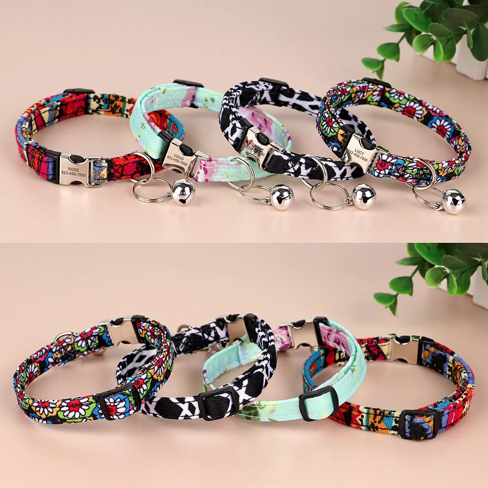 Custom Cat Collar – Personalized ID Collar for Cats &amp; Small Dogs (Free Bell Gift!)
