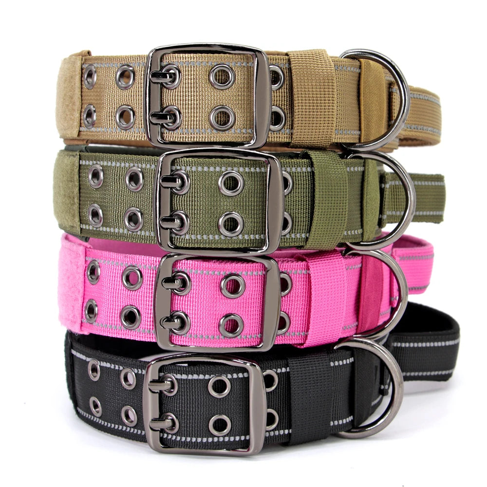 Custom Military Dog Collar – Personalized Tactical Nylon Collar | Adjustable for Medium & Large Dogs (German Shepherd, Labrador, Retriever)