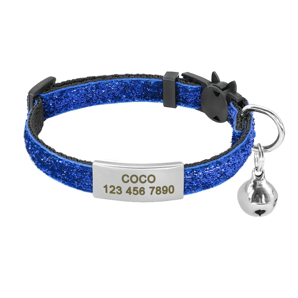 Personalized Cat Collar Free Engraved Pet ID Collars Adjustable Nylon Cat Necklace For Small Dogs Puppy Kitten With Cute Bell