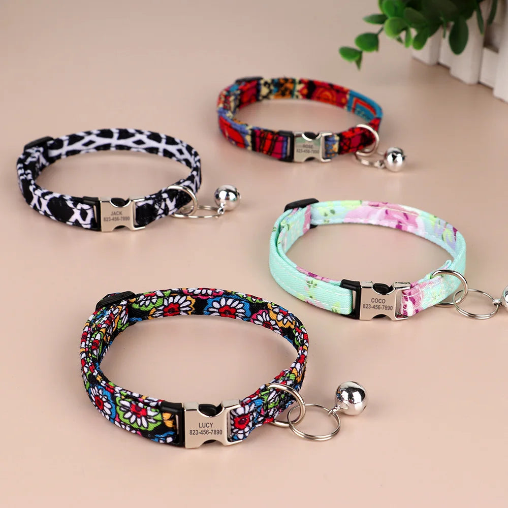 Custom Cat Collar – Personalized ID Collar for Cats &amp; Small Dogs (Free Bell Gift!)