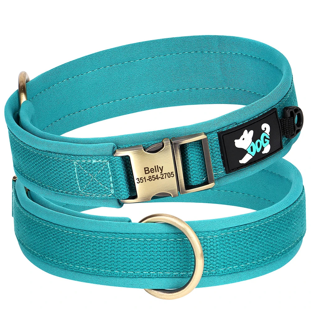 Personalized Nylon Dog Collar – Adjustable Soft Padded Pet ID Collar for Small, Medium & Large Dogs