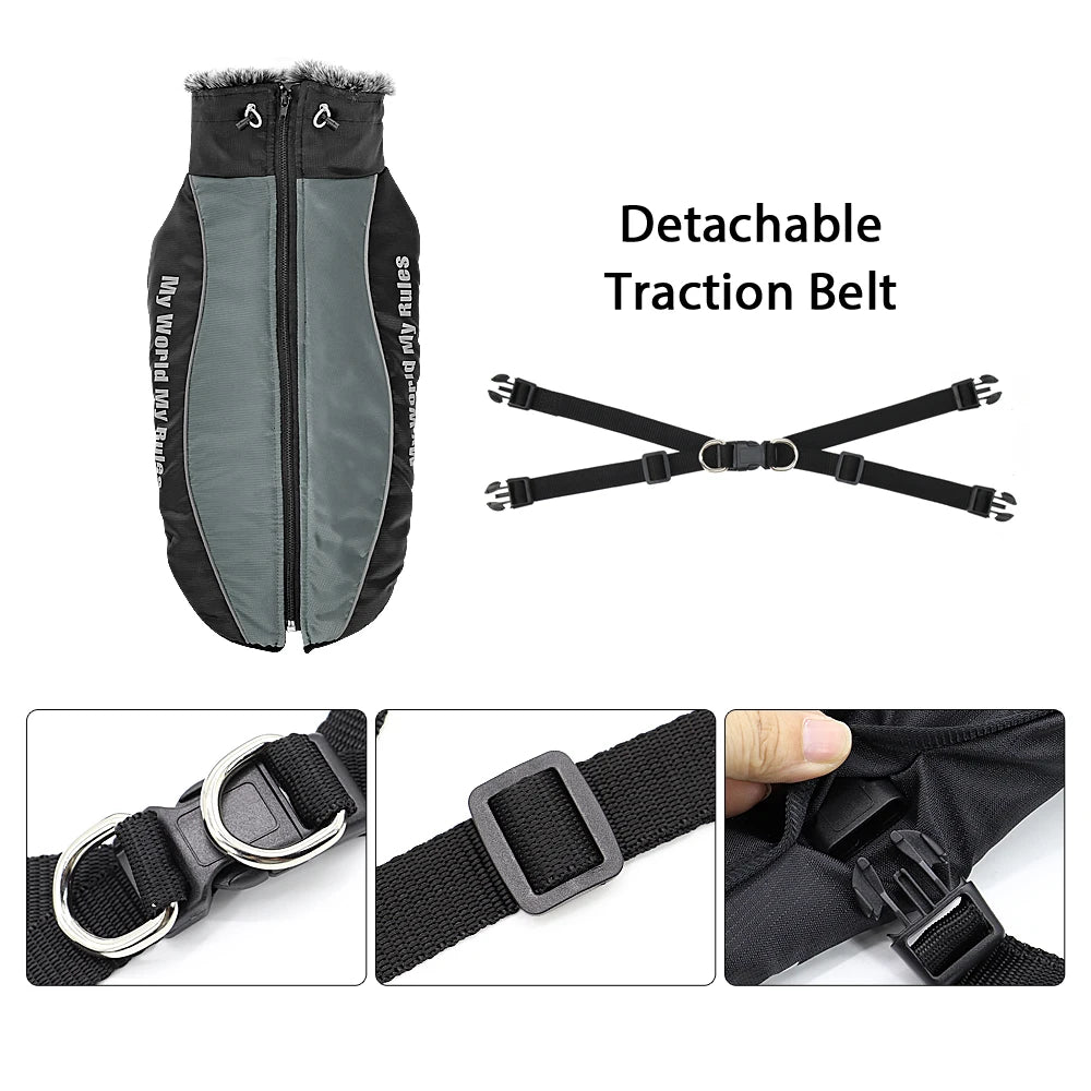 Warm Waterproof Dog Coat with Built-In Harness – Winter Jacket for Medium & Large Breeds