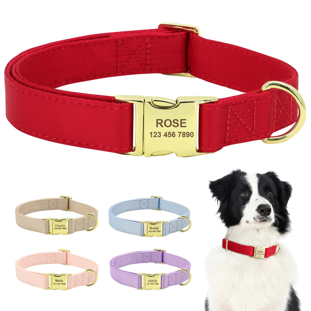 Engraved Dog Collar – Personalized ID Tag for Dogs & Cats (XS–L)