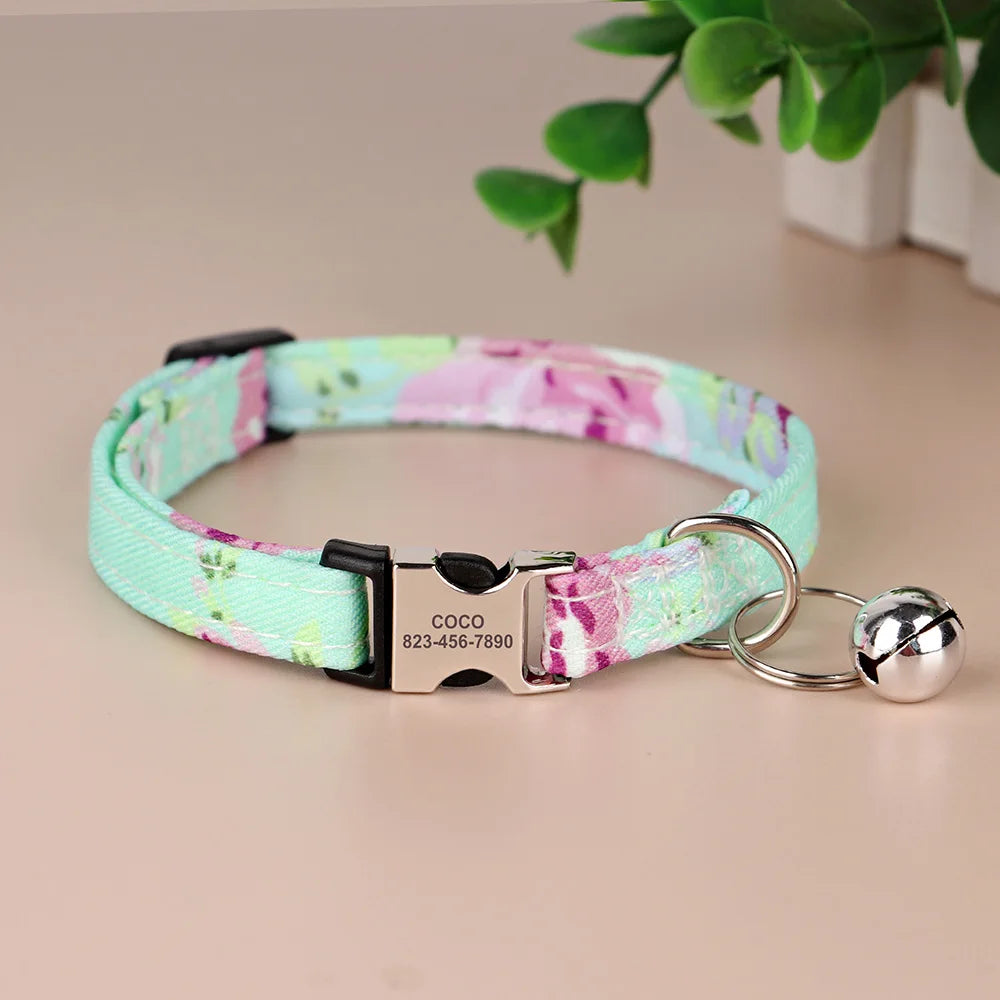 Custom Cat Collar – Personalized ID Collar for Cats &amp; Small Dogs (Free Bell Gift!)
