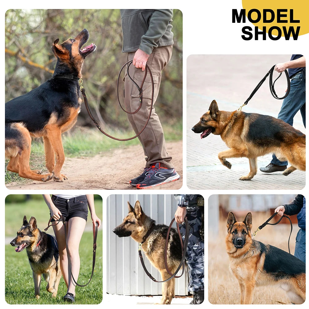 6ft Genuine Leather Dog Leash – Durable Training & Walking Lead for Medium & Large Dogs
