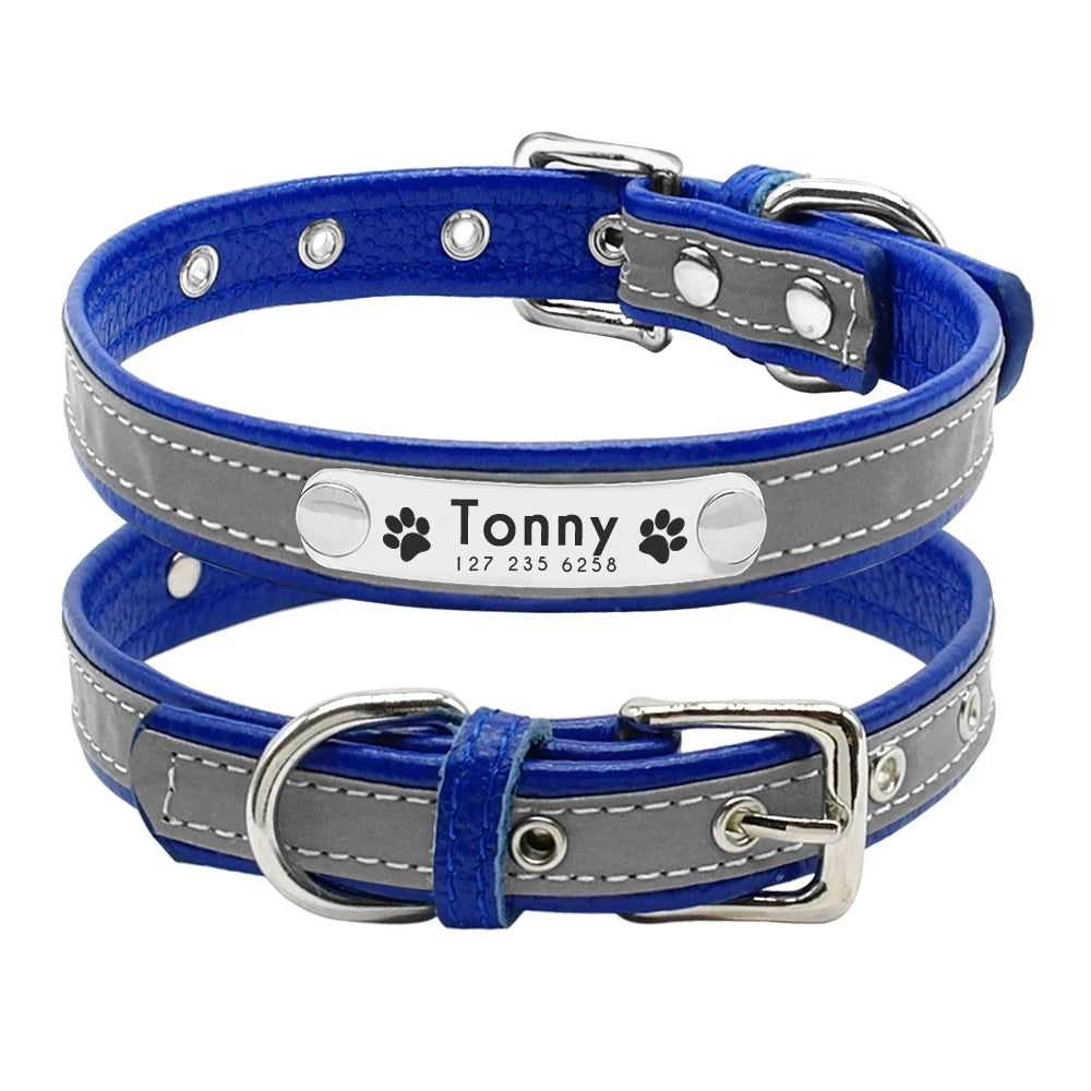 Reflective Personalized Dog Collar with Free Engraving – Adjustable for Small & Medium Pets