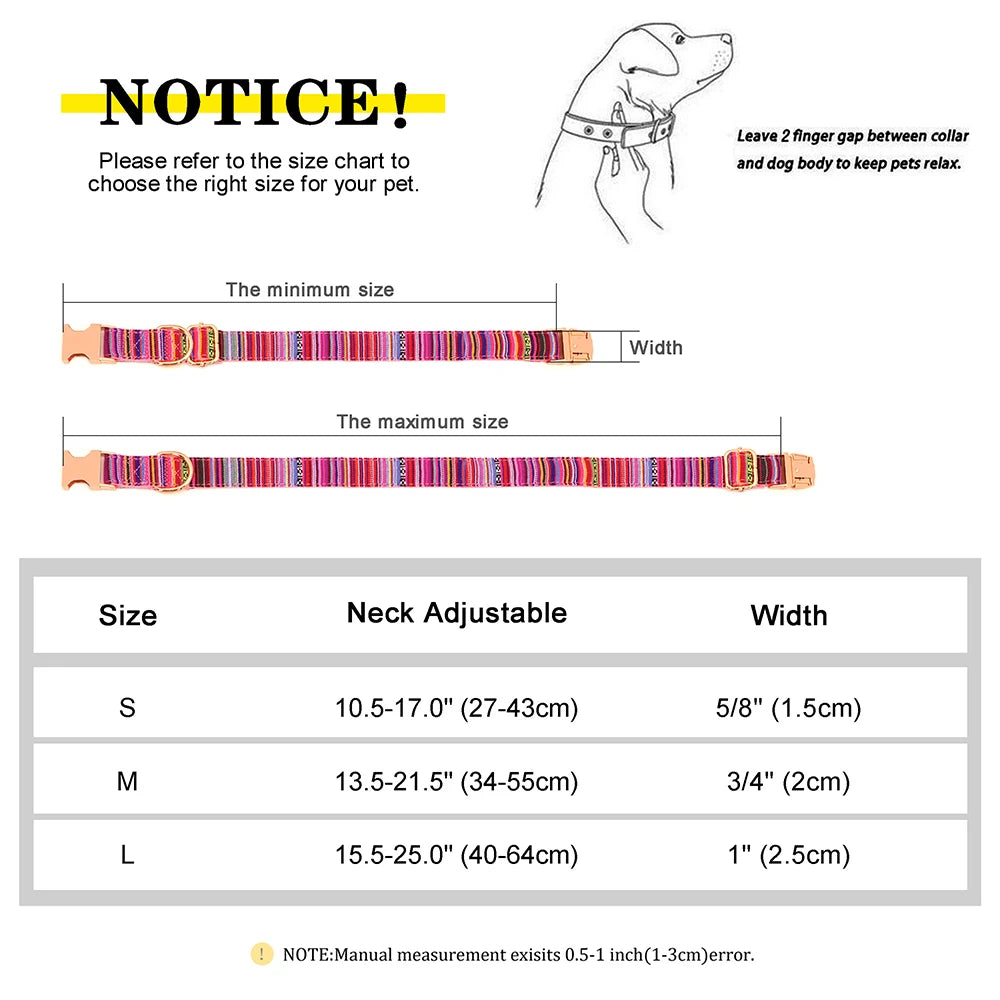 Nylon Dog Collar Colorful Pet Buckle Collar Anti-lost Nameplate ID Tag Adjustable For Small Medium Large Dogs S-L