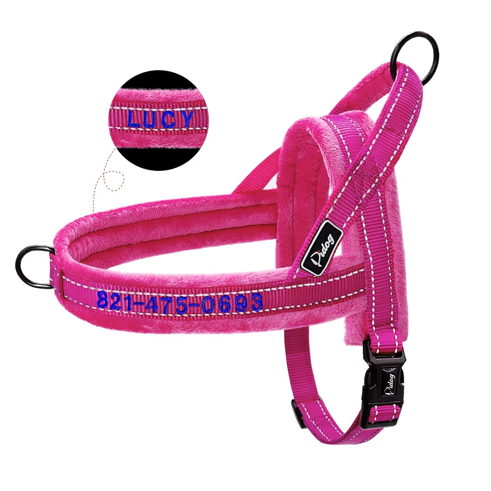 Soft Customized Dog Harness – Embroidered Nylon Padded Vest for Small, Medium & Large Dogs (Free Name & Phone Number)