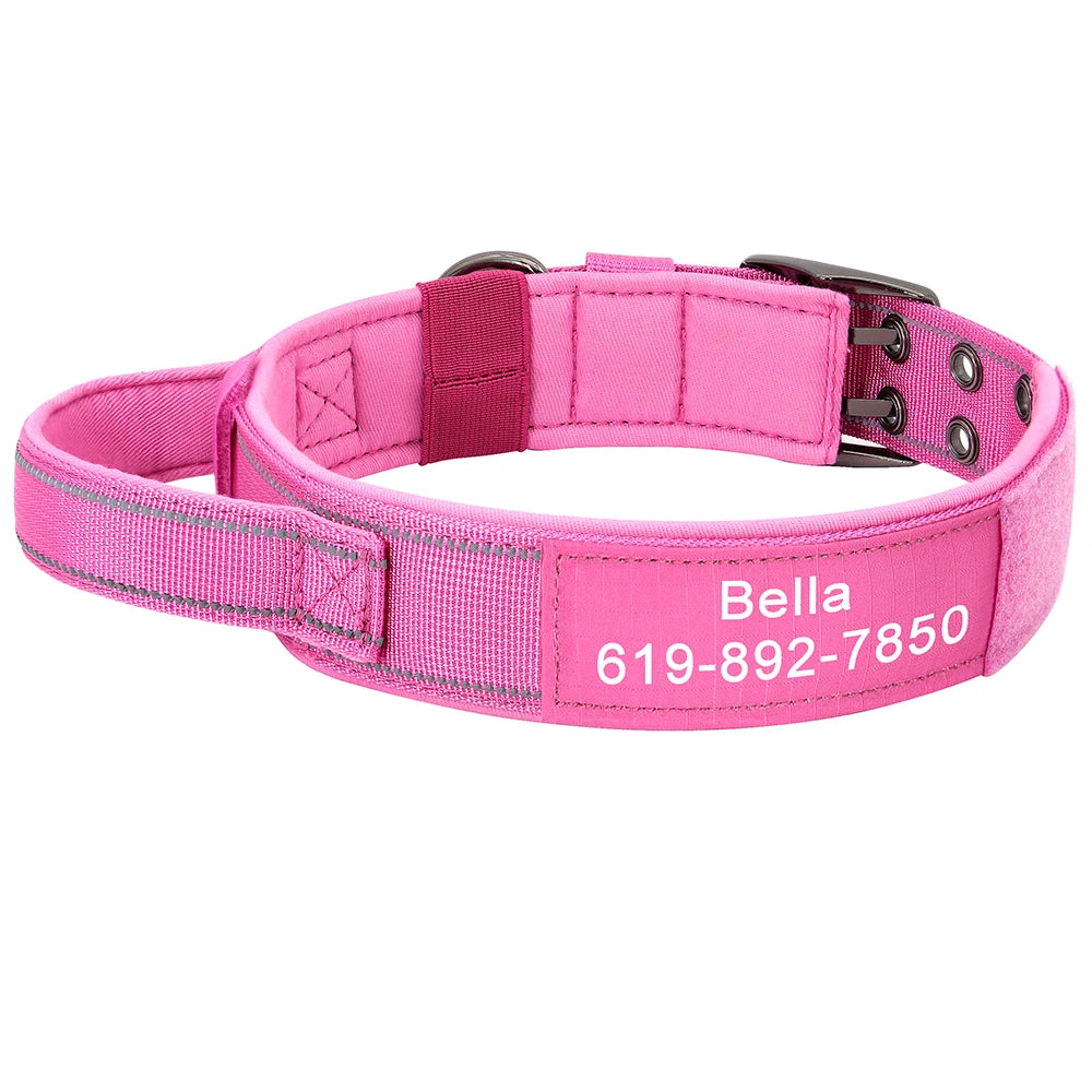 Custom Military Dog Collar – Personalized Tactical Nylon Collar | Adjustable for Medium & Large Dogs (German Shepherd, Labrador, Retriever)