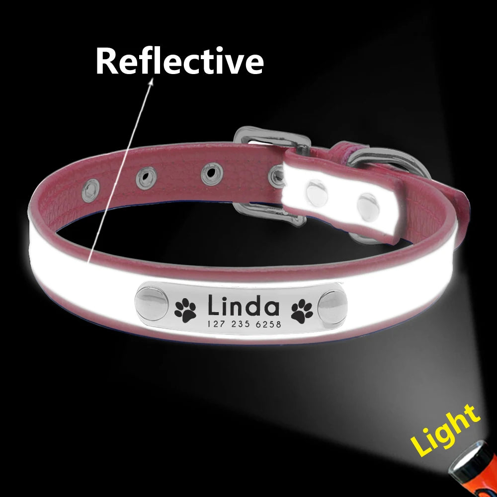 Reflective Personalized Dog Collar with Free Engraving – Adjustable for Small & Medium Pets