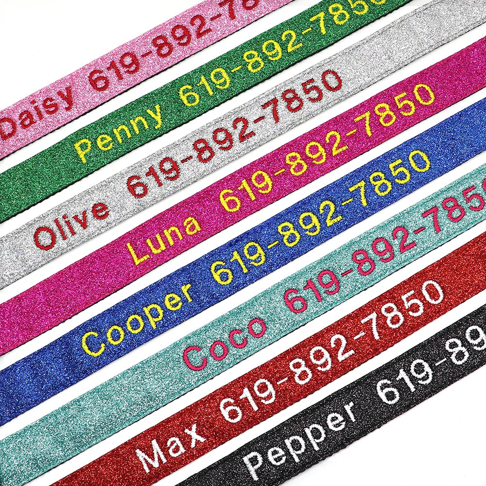 Personalized Embroidered Nylon Dog Collar – Custom Name & Phone ID – For Small, Medium & Large Dogs