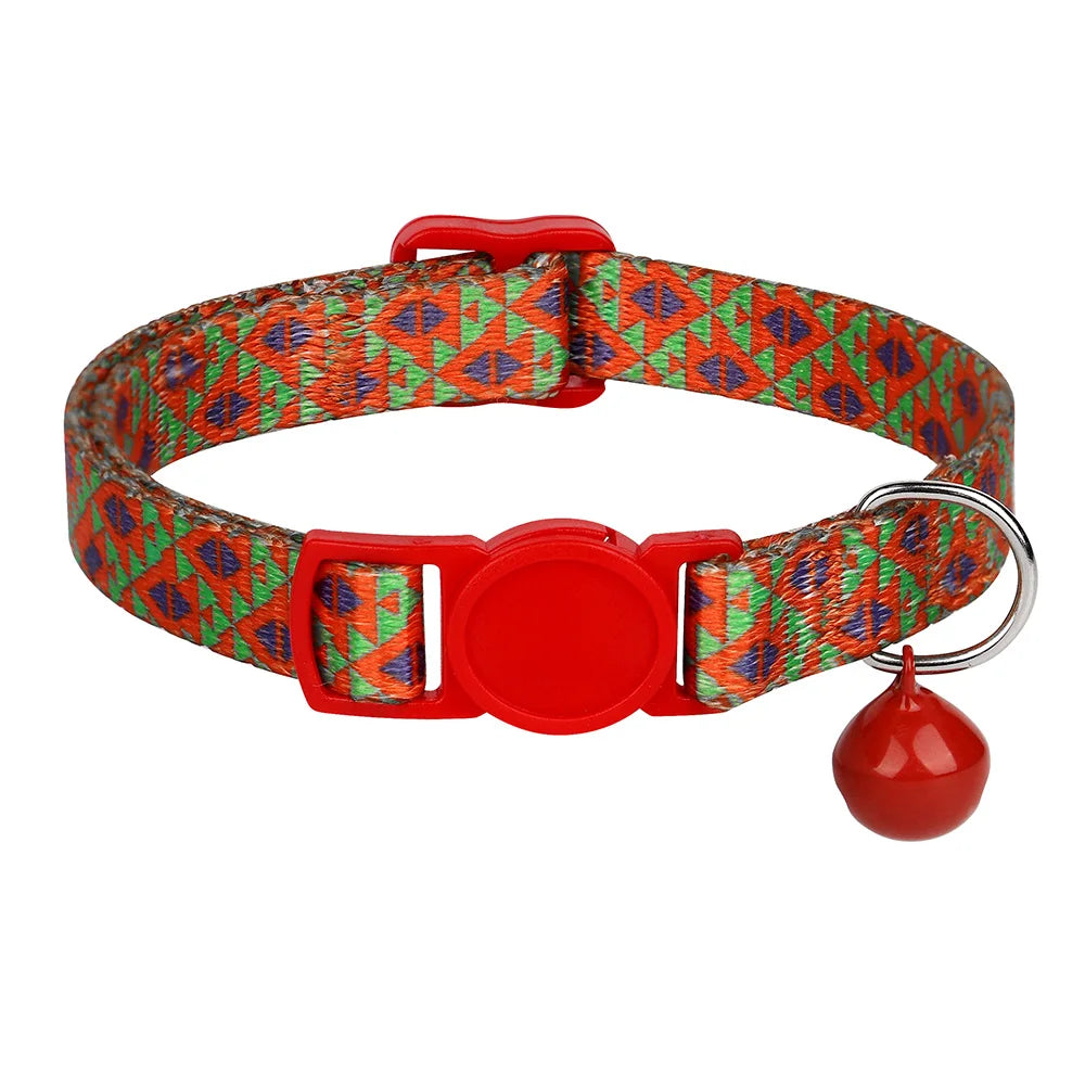 Cute Adjustable Dog & Cat Collar with Bell – Nylon Pet Necklace for Small Dogs & Kittens