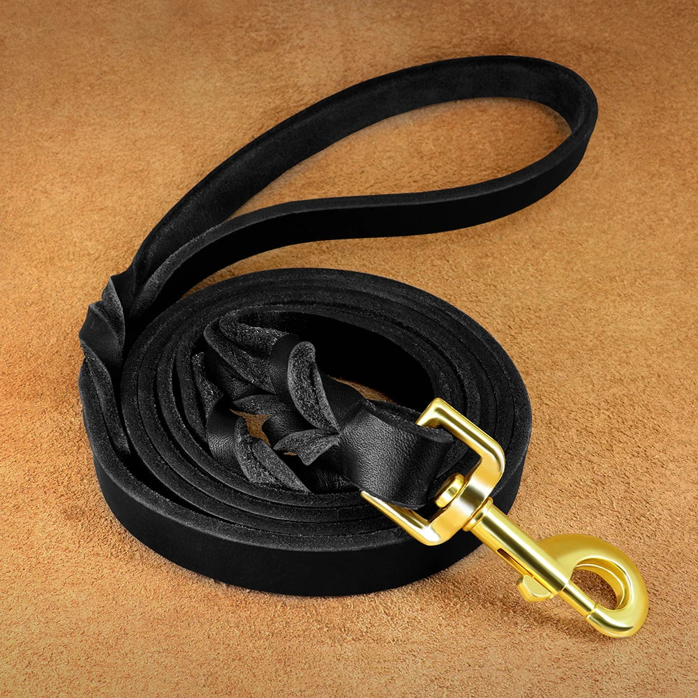 6ft Genuine Leather Dog Leash – Durable Training & Walking Lead for Medium & Large Dogs