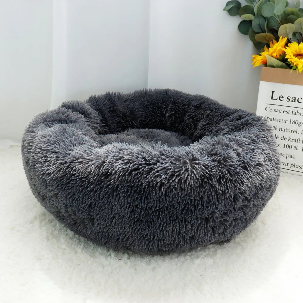Pet Dog Bed – Warm Fleece Round Plush Sofa Cushion for Dogs & Cats