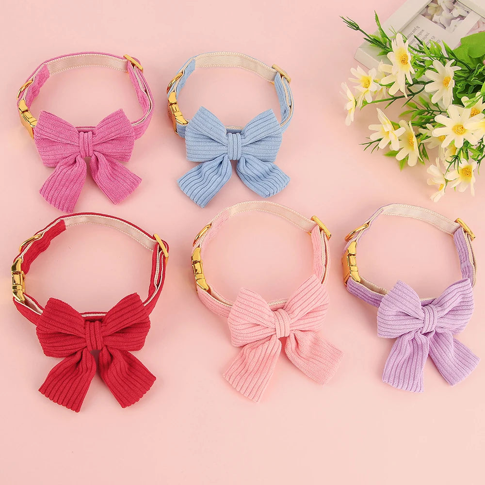 🎀 Personalized Dog Collar with Big Bowtie – Cute, Stylish & Custom Engraved