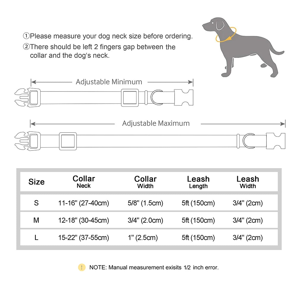 Nylon Custom Dog Collar & Leash Set – Personalized with Leather Nameplate