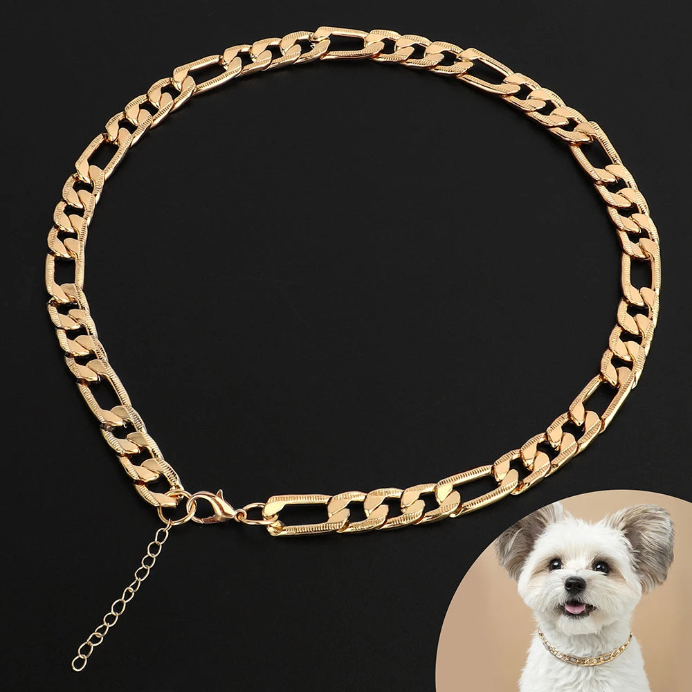 Pet Dog Chain Choke Collar Necklace – Gold Metal Training Collar for Dogs & Cats