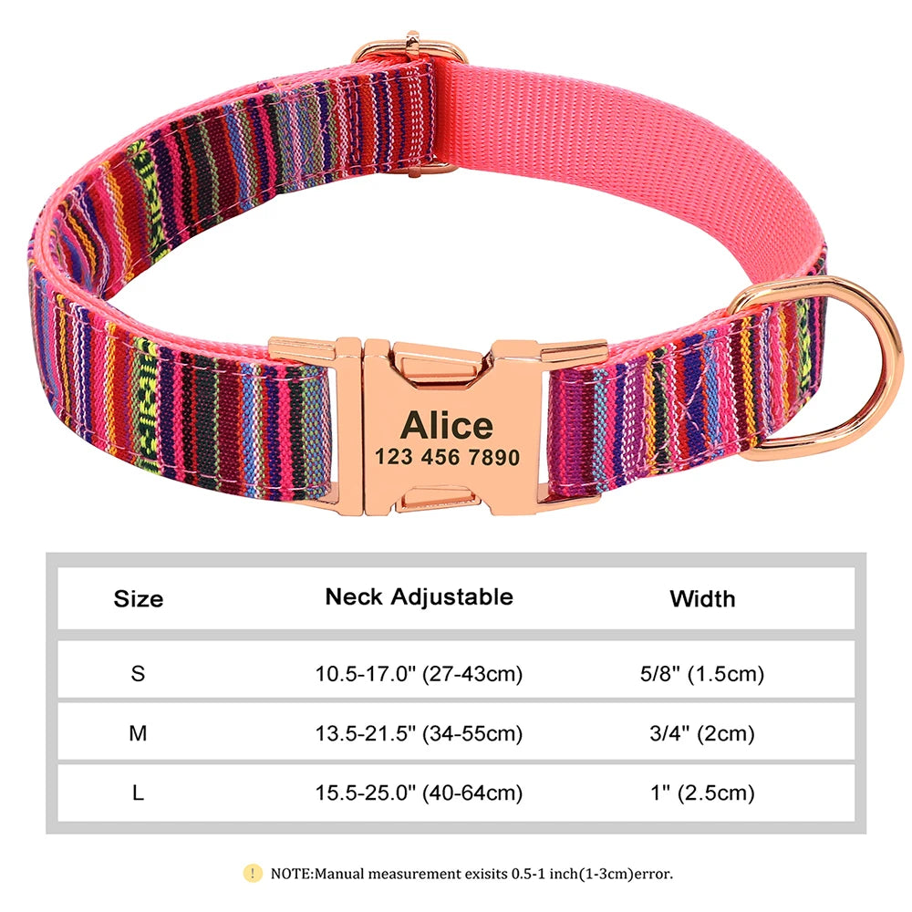 Personalized Dog Collar – Nylon Printed with Free Engraved ID Tag