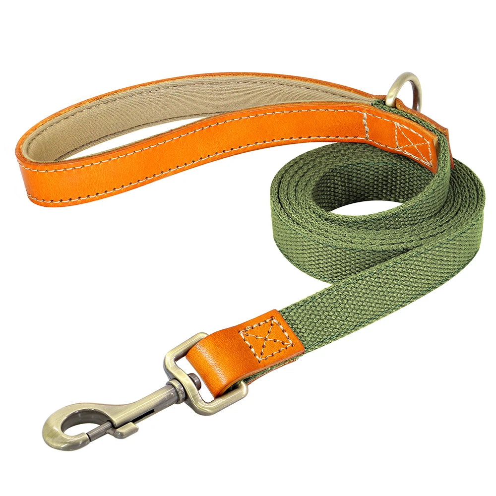 150cm Dog Walking Leash – Durable Nylon Lead Rope with PU Leather Handle