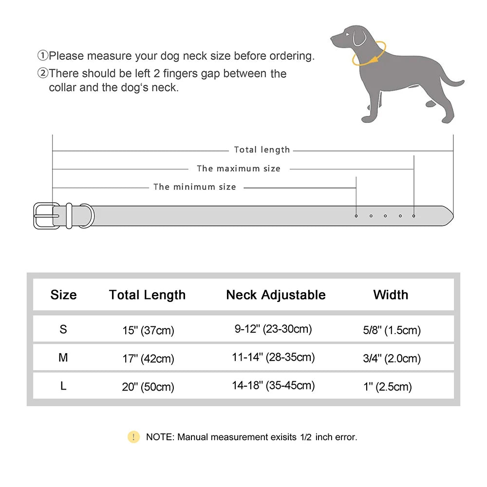PU Leather Dog Collar – Soft Padded Adjustable Pet Collar for Small & Medium Dogs (Pitbull, French Bulldog) – S/M/L