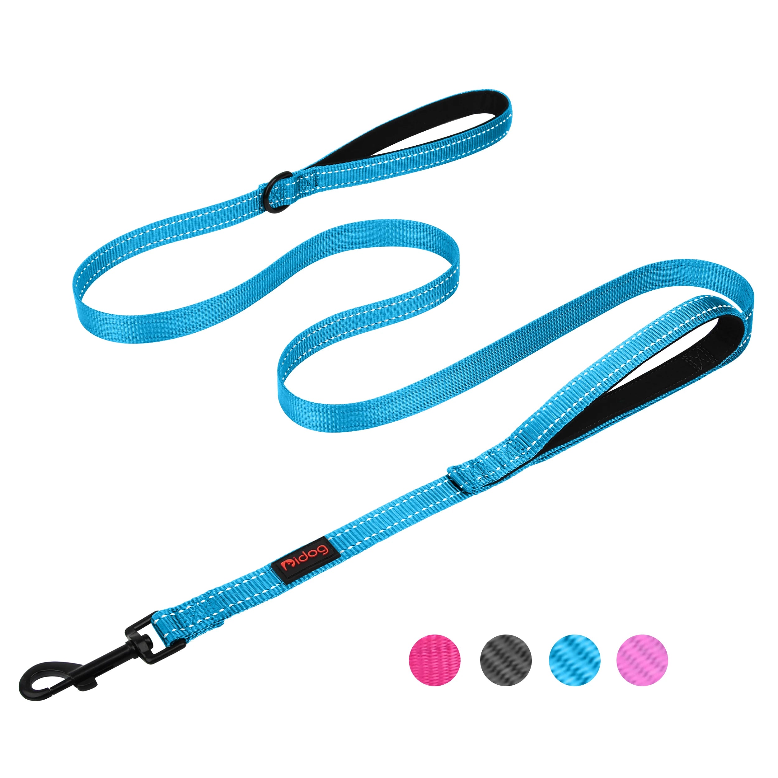 5ft Double Handle Nylon Padded Dog Leash – Reflective Training & Walking Lead for Medium Large Dogs