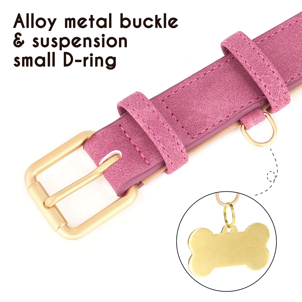 Adjustable Suede Leather Dog Collar – Soft Padded, Durable & Stylish for Small to Large Dogs