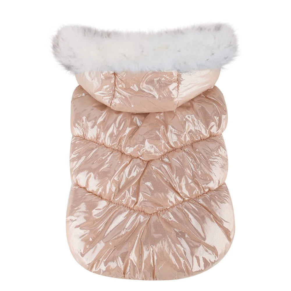 Winter Dog Jacket – Warm Cotton Coat with Fur Hood