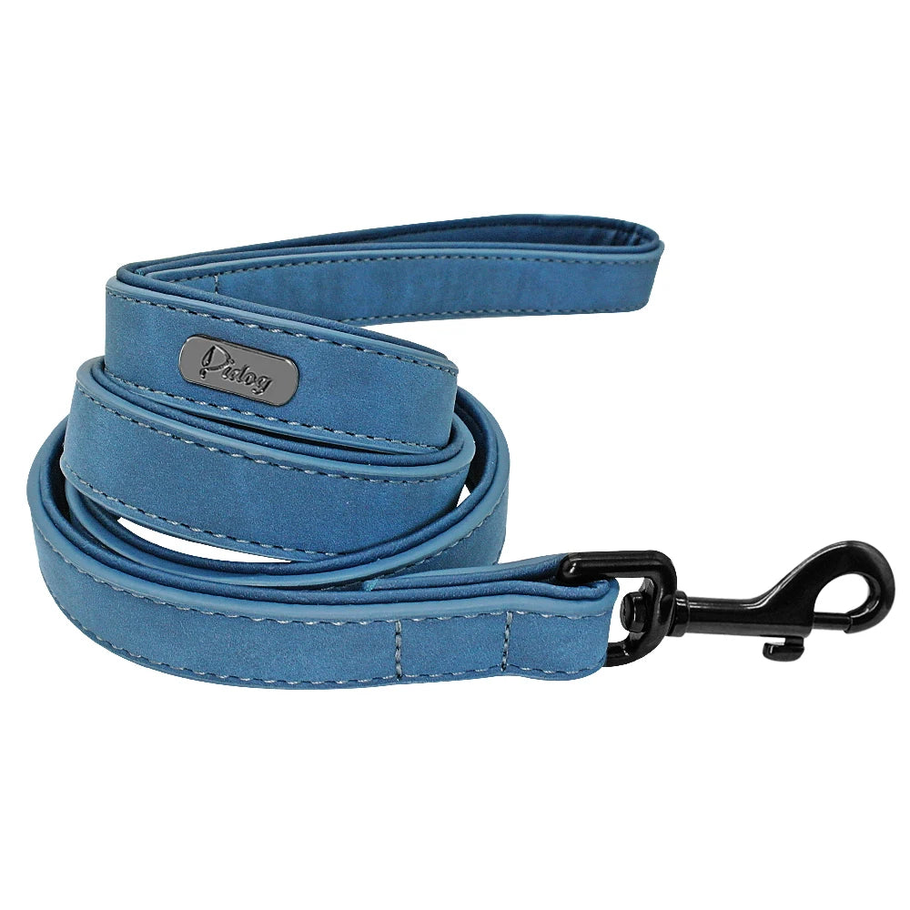 Leather Dog Leash with Padded Handle – Durable Walking & Training Lead for Small Medium Large Dogs