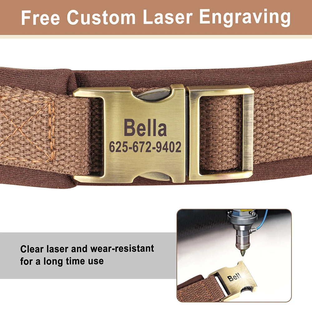 Personalized Nylon Dog Collar – Adjustable Soft Padded Pet ID Collar for Small, Medium & Large Dogs