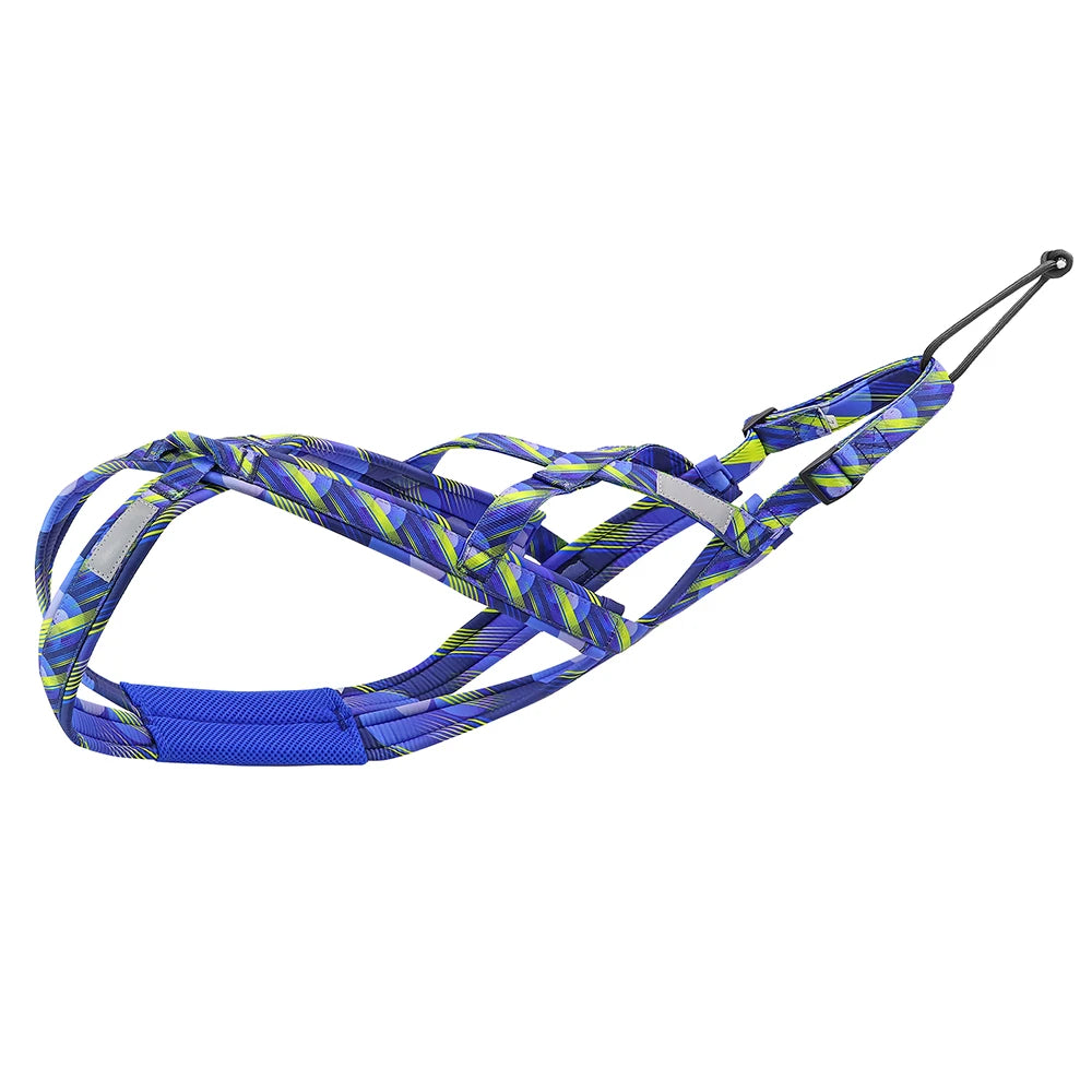 Big Dog Sledding Harness – Reflective X-Back Weight Pulling Harness for Medium & Large Dogs (Husky, Canicross, Skijoring, Bikejoring, Scootering)