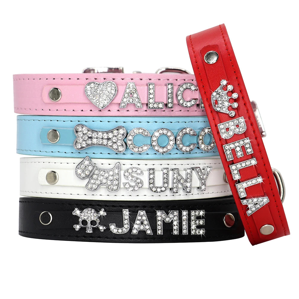 ✨ Personalized Bling Rhinestone Dog Collar – For Small Dogs & Cats ✨