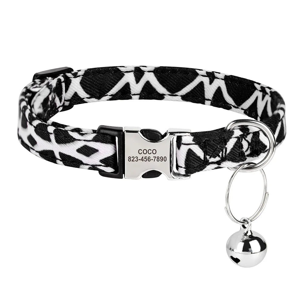 Custom Cat Collar – Personalized ID Collar for Cats &amp; Small Dogs (Free Bell Gift!)