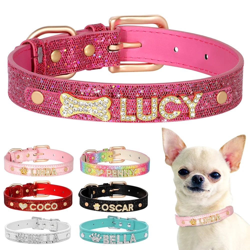 ✨ Personalized Bling Rhinestone Dog Collar – For Small Dogs & Cats ✨